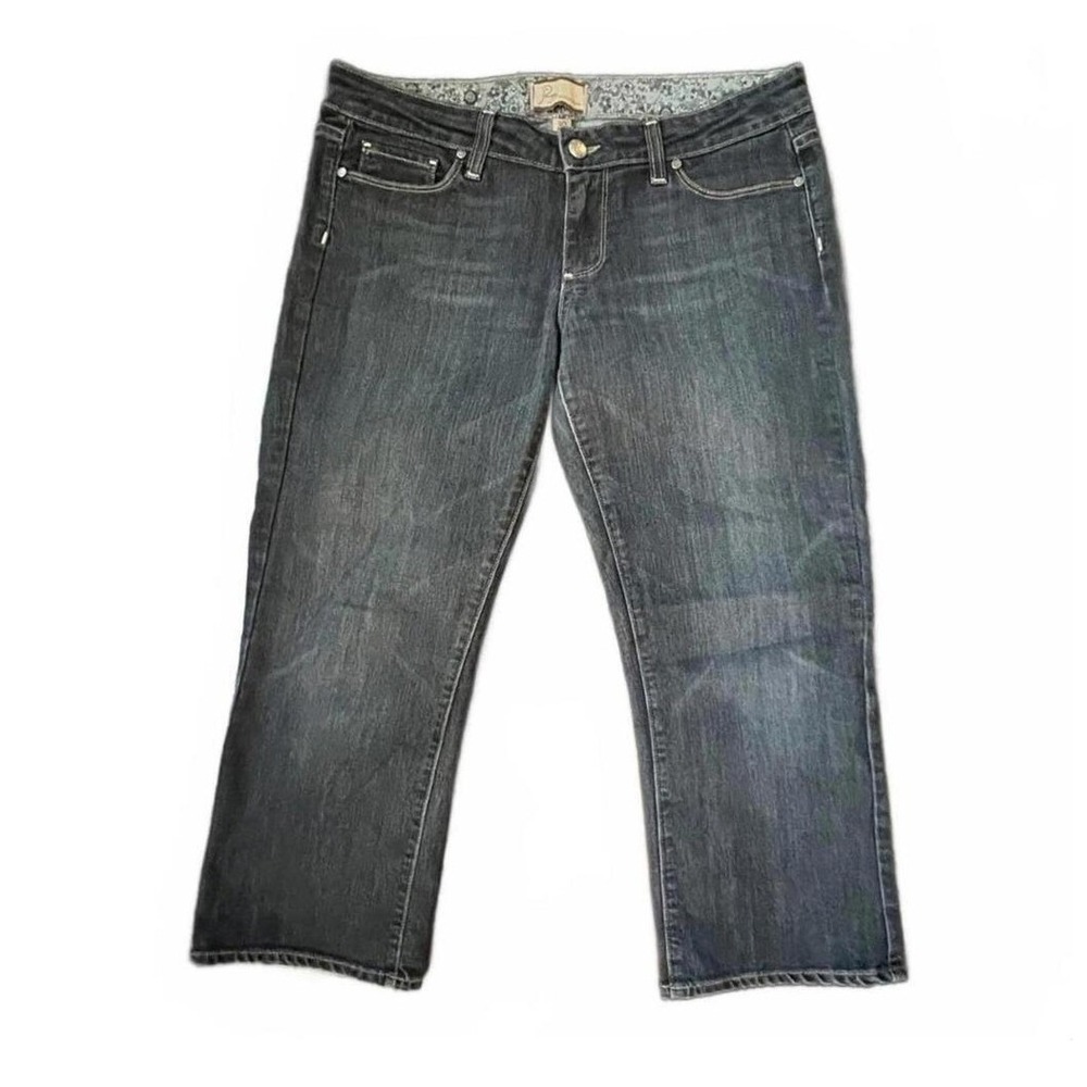 Paige Canyon Crop Jeans Dark Wash Blue Low‎ Rise Bootcut Size 30